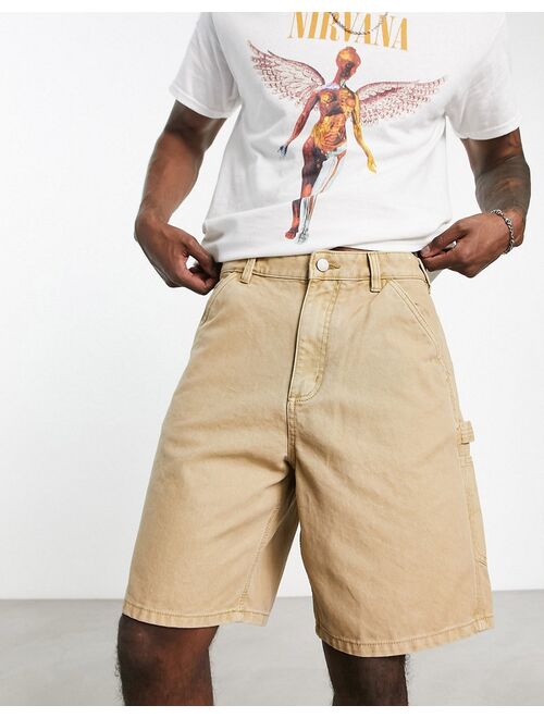 Pull&Bear carpenter shorts in tan