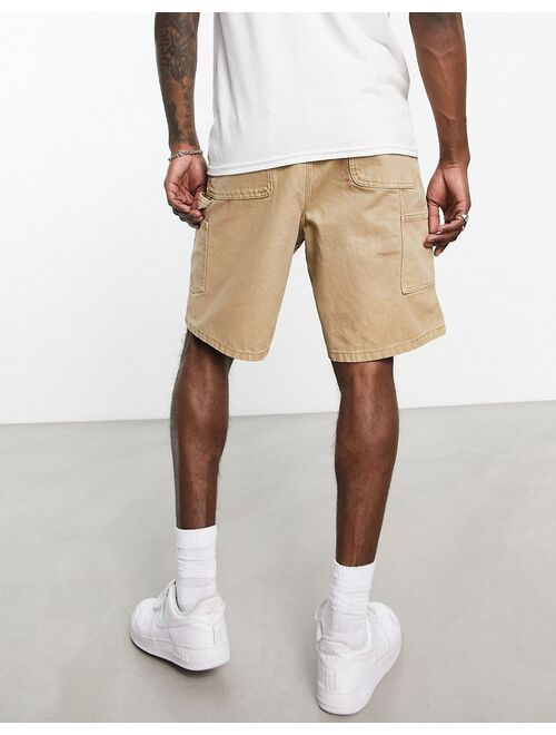 Pull&Bear carpenter shorts in tan