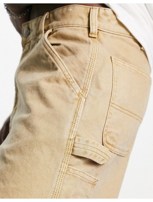 Pull&Bear carpenter shorts in tan