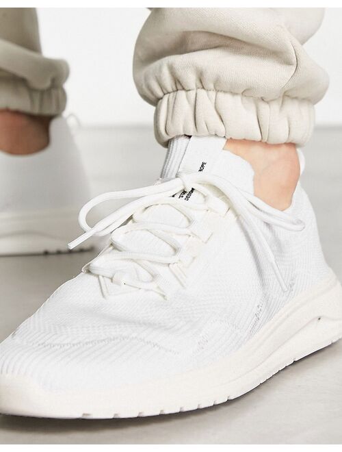 Pull&Bear knit racer sneakers in white exclusive at ASOS