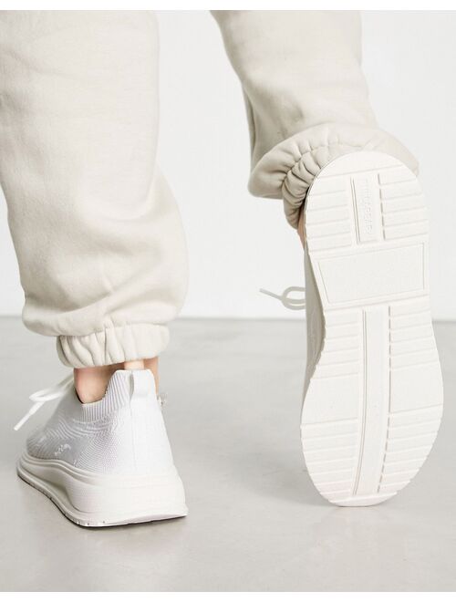 Pull&Bear knit racer sneakers in white exclusive at ASOS