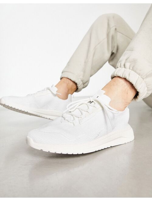 Pull&Bear knit racer sneakers in white exclusive at ASOS