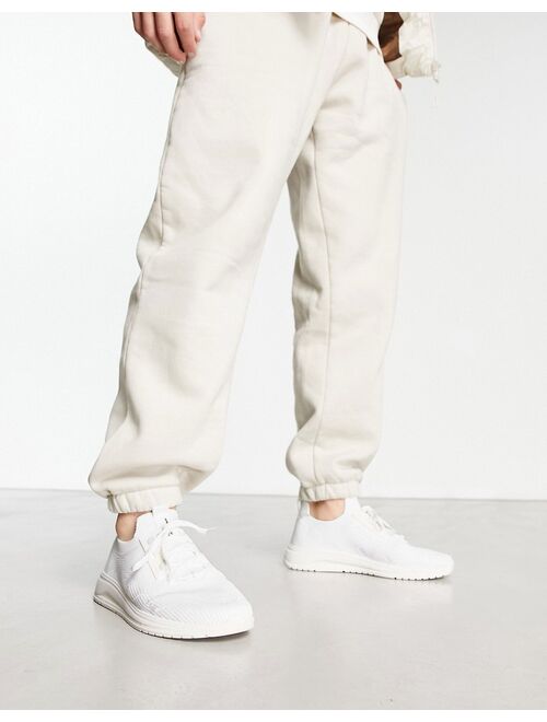 Pull&Bear knit racer sneakers in white exclusive at ASOS