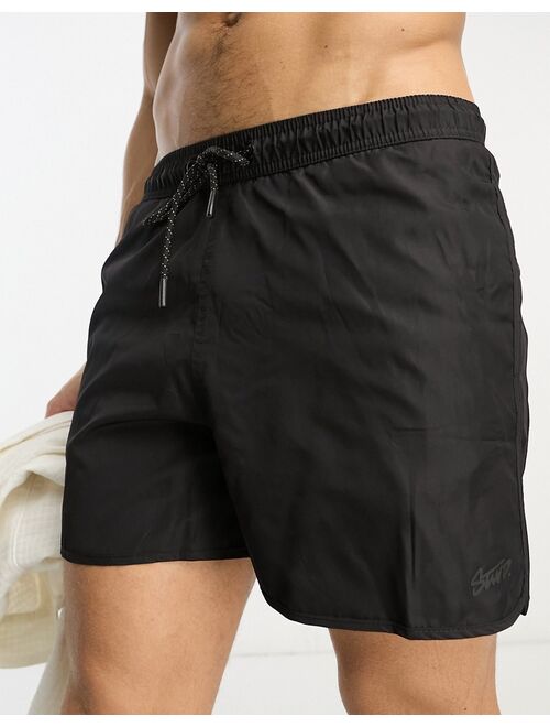 Pull&Bear plain swimshorts in black