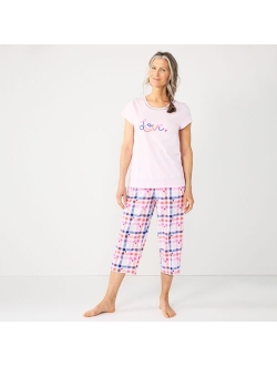 Short Sleeve Pajama Top & Capri Pajama Pants Sleep Set