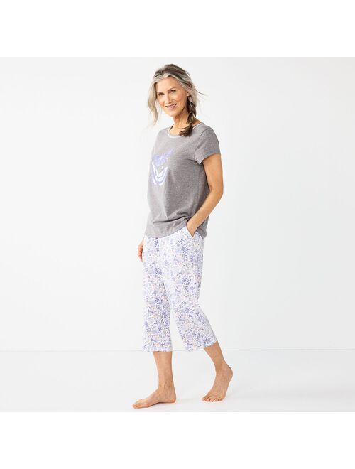 Women's Croft & Barrow Short Sleeve Pajama Top & Capri Pajama Pants Sleep Set