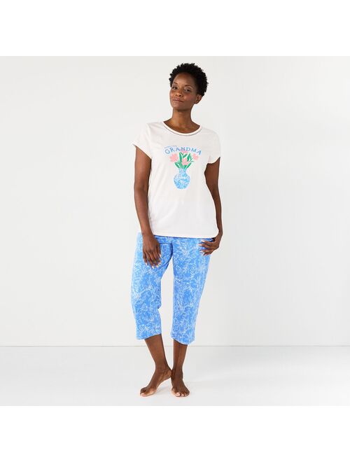 Women's Croft & Barrow Short Sleeve Pajama Top & Capri Pajama Pants Sleep Set