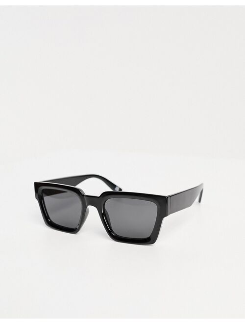 ASOS DESIGN square sunglasses with bevel frame in black