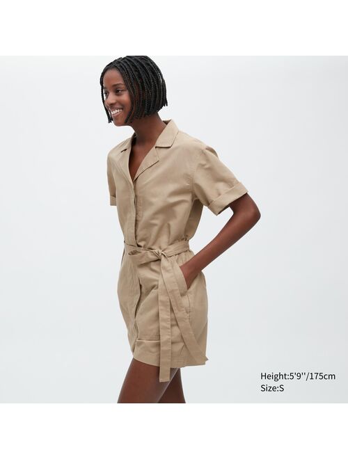 Uniqlo Linen Blend Short-Sleeve Romper