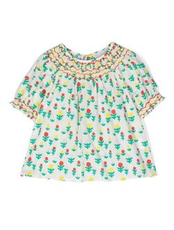 Kids floral-print short-sleeved blouse