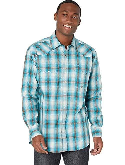 Roper Teal Ombre Plaid Western Shirt with Snaps