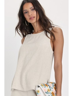 Amalfi Attitude Pink Linen Tank Top