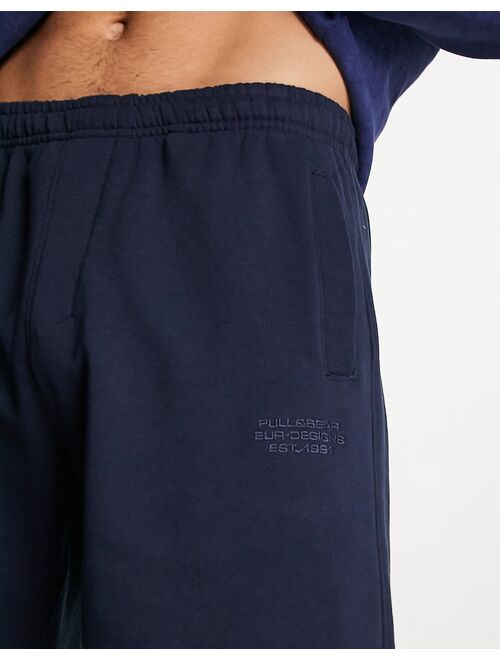 Pull&Bear basic jersey short in navy