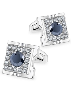 Sogee Black Crystal Cufflinks for Men Elegant Mens Cuff Links for Wedding Party Unique Gift