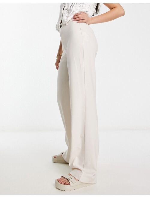 Pull&Bear high waisted tailored pants in ecru