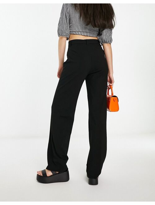 Pull&Bear high waisted tailored pants in black