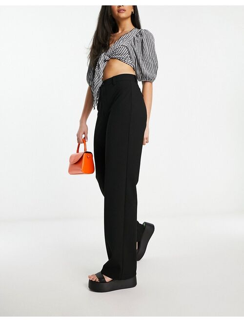 Pull&Bear high waisted tailored pants in black