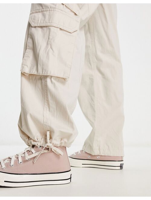 Pull&Bear multi pocket cargo pants in sand