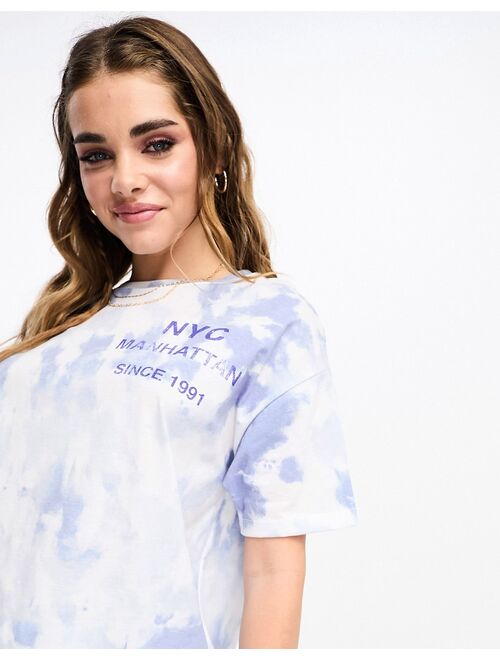 Pull&Bear tie dye graphic t-shirt in blue