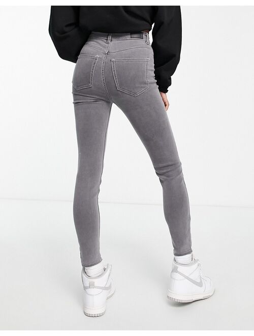 Pull&Bear petite super skinny high waisted jeans in gray