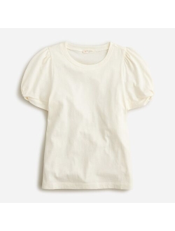 Girls' puff-sleeve T-shirt in broken-in jersey