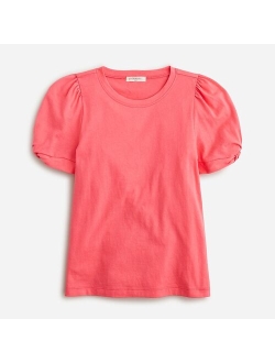 Girls' puff-sleeve T-shirt in broken-in jersey