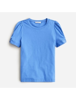 Girls' puff-sleeve T-shirt in broken-in jersey