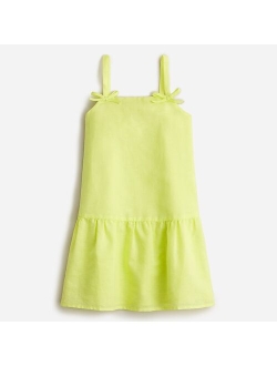 Girls' drop-waist dress in linen-cotton blend