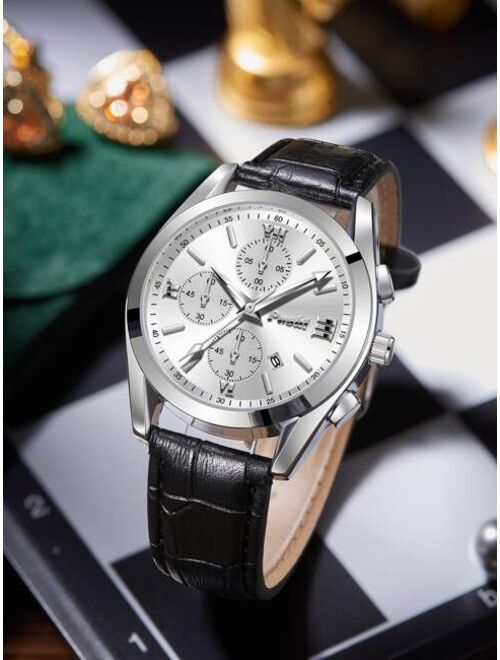 Poshi Jewelry & Watches Men Triple Dial Date Quartz Watch