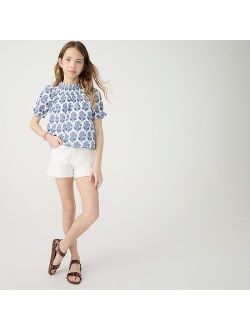 Girls' smocked T-shirt in block print