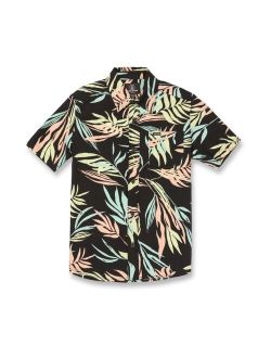 Big Boys Bleeding Leaf Woven Short Sleeves Shirt