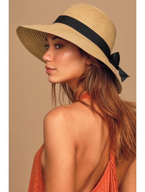 Lulus Sea You Again Black Straw Bucket Hat