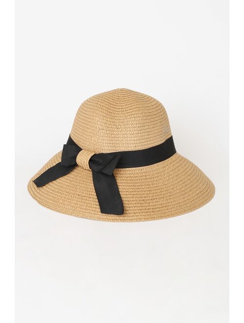 Lulus Sea You Again Black Straw Bucket Hat