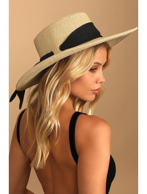 Lulus Far Away Destination Beige Straw Boater Hat