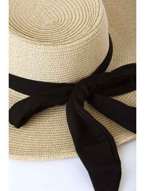 Lulus Far Away Destination Beige Straw Boater Hat