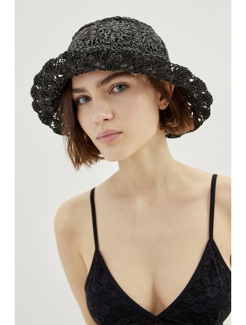 Urban Outfitters Crochet Straw Bucket Hat