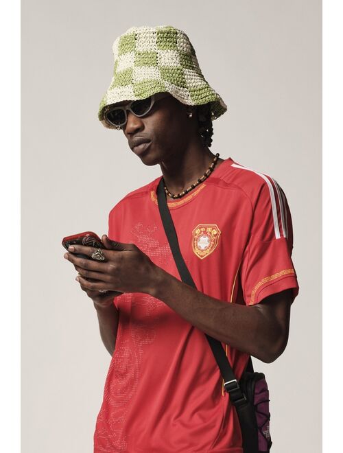 Urban Outfitters Checkered Straw Bucket Hat