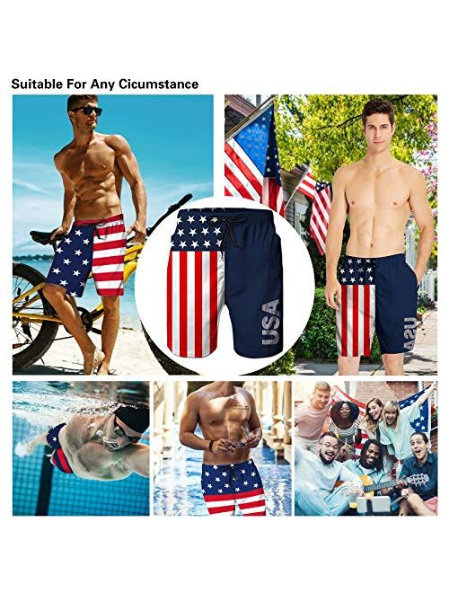 ALISISTER Mens 3D Swim Trunks Quick Dry Summer Boardshorts Surf Beach Shorts Elastic Waist with Pocket Drawstring