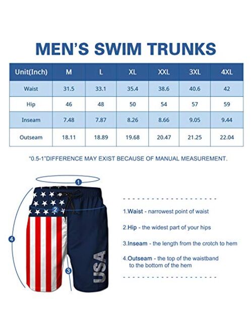 ALISISTER Mens 3D Swim Trunks Quick Dry Summer Boardshorts Surf Beach Shorts Elastic Waist with Pocket Drawstring