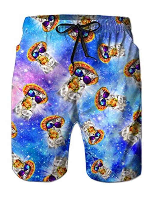 ALISISTER Mens 3D Swim Trunks Quick Dry Summer Boardshorts Surf Beach Shorts Elastic Waist with Pocket Drawstring