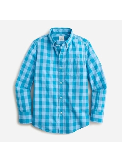 Kids' Secret Wash shirt in light-blue gingham