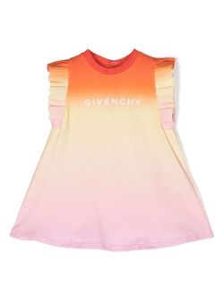 Kids logo-print ombre dress