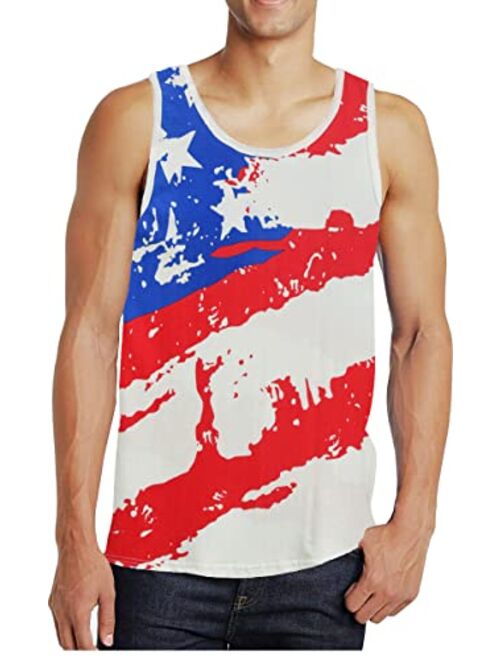 CM-Kid Men's Casual American Flag Tank Tops 4th July Independence Day USA Flag Sleeveless T-Shirt Gym Workout Patriotic Tees