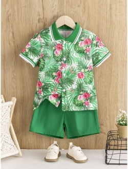 Toddler Boys Tropical Print Shirt & Shorts