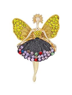 Merdia Women's Brooch Pins Fashion Created Crystal Brooches for Wedding Party Christmas Gift