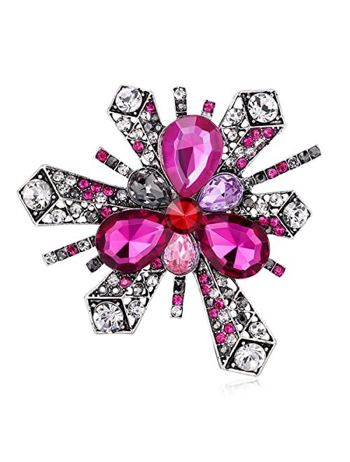 Merdia Women's Brooch Pins Fashion Created Crystal Brooches for Wedding Party Christmas Gift