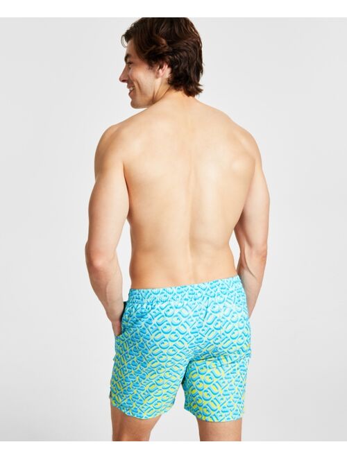 GUESS Men's Eco Island Graphic Drawstring Swim Trunks