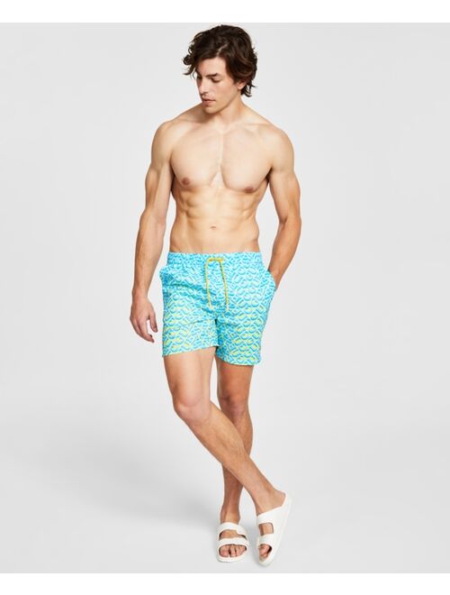 GUESS Men's Eco Island Graphic Drawstring Swim Trunks