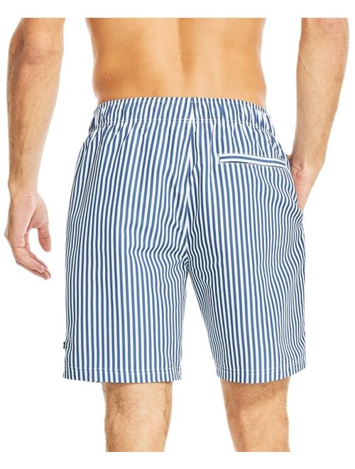 Nautica Men's Drawstring Seersucker Striped 8" Swim Trunks