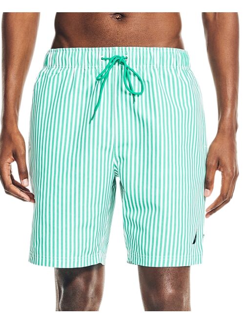 Nautica Men's Drawstring Seersucker Striped 8" Swim Trunks